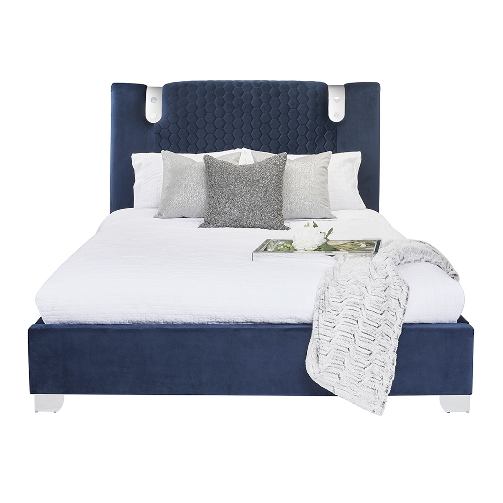 Laurel Blue Velvet Bed